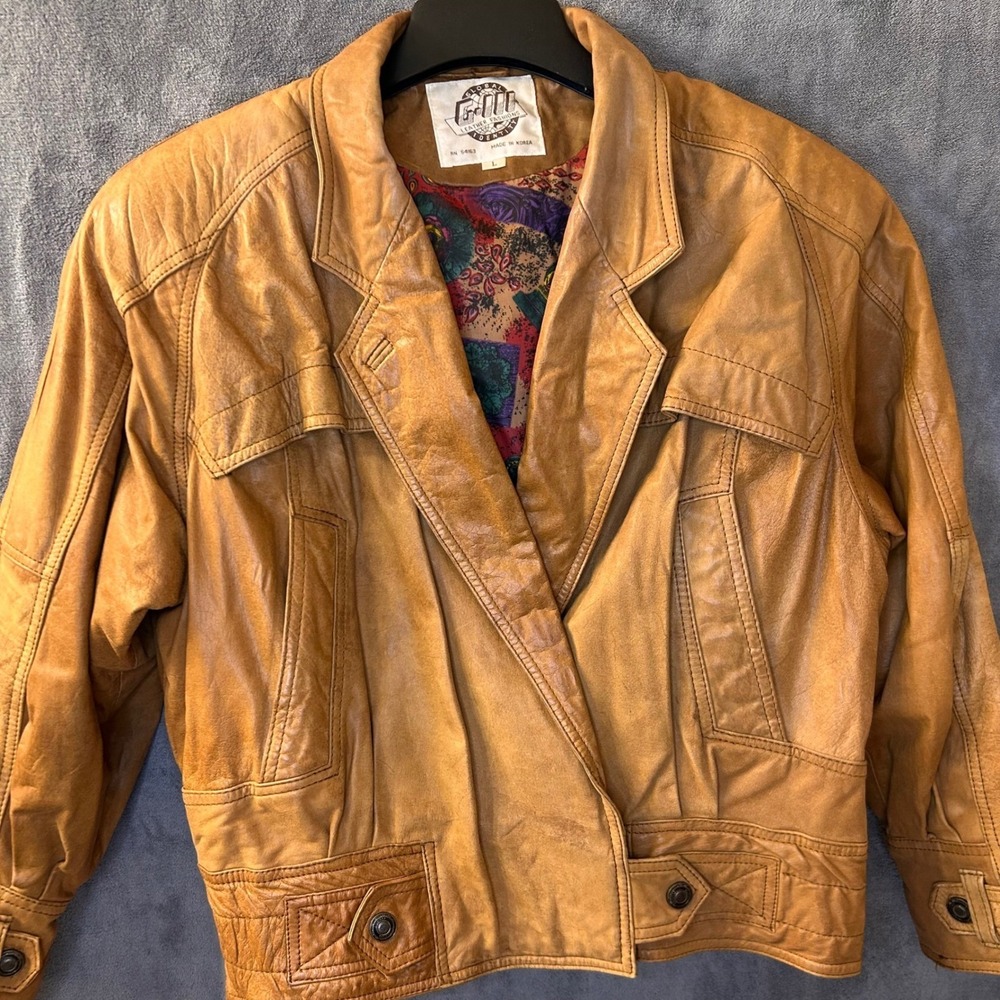 Vintage 80s Global Identity Womens Large Leather Fashions Brown Leather Jacket